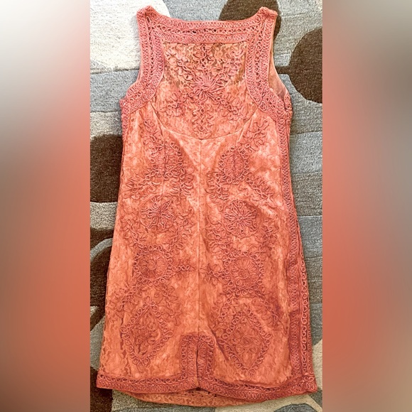 JS Collections Sleeveless Soutache & Lace Sheath Dress Melon  #N61 - Picture 6 of 10